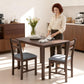 Walnut 5-piece dining table set with 4 upholstered chairs, rectangular tabletop