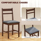 Wood slat-back dining chair with gray upholstered seat cushion