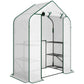 Portable greenhouse tent with clear PE cover, roll-up door, metal 6-shelf racks