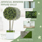 Set of 2 artificial boxwood topiary balls with dense green leaves in white square pots