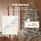 Full spruce artificial Christmas tree with thick frosted branch tips and metal stand