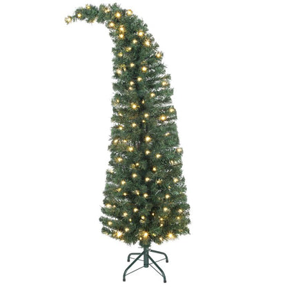Slim prelit Christmas tree with warm white LEDs and metal tripod stand