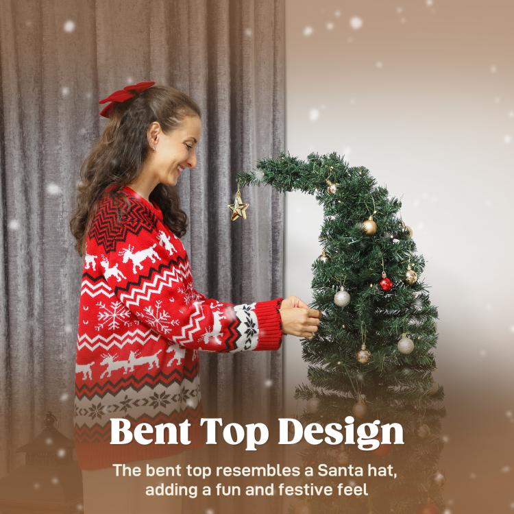 Prelit slim Christmas tree with warm white LEDs and star topper