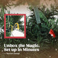 Close-up of prelit Christmas tree branches with small LED bulbs