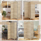 3-panel folding divider shown in multiple room settings, woven light beige privacy screen