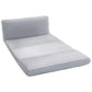Light gray folding floor sofa bed mattress with backrest cushion, open position