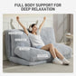 Light gray plush floor sofa bed with cushioned support for back and legs