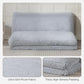 Light gray plush floor sofa bed with thick folded backrest and cushioned seat