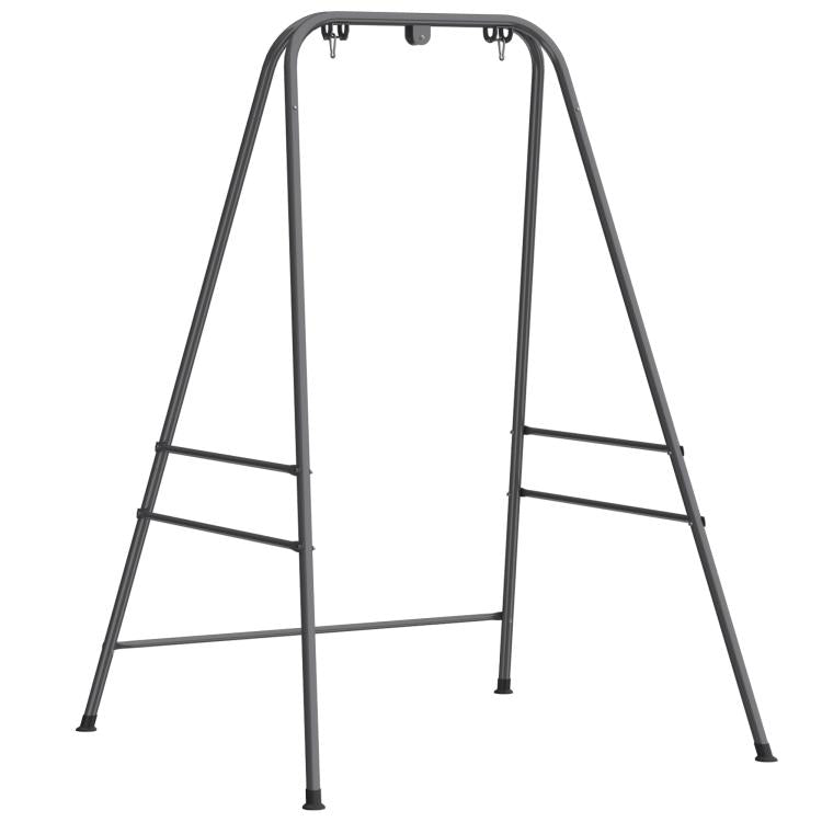 Gray A-frame hammock chair stand with anti-slip feet and crossbar support