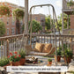 Gray hammock chair stand with A-frame legs, hanging hooks, anti-slip foot pads
