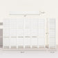 White 6-panel room divider privacy screen dimensions diagram with folding panels