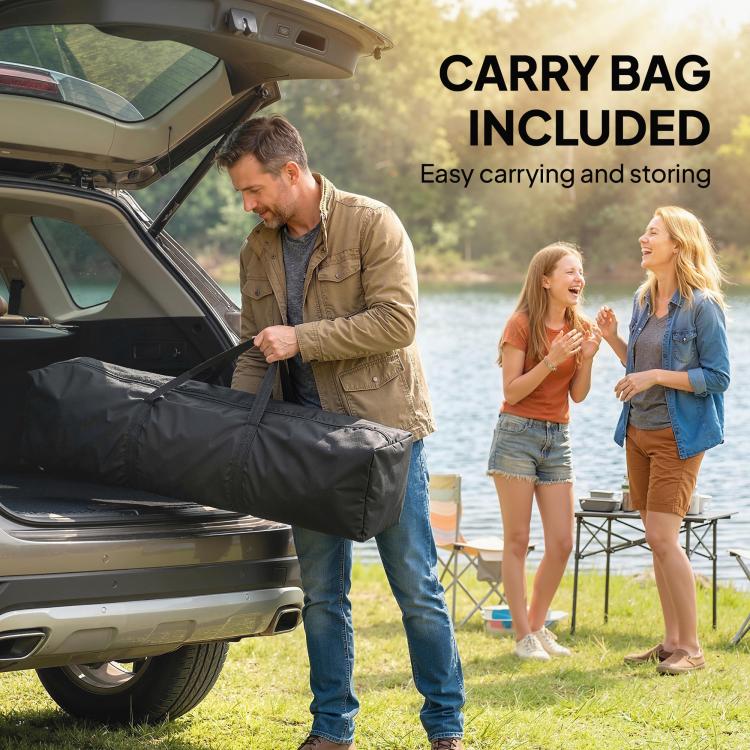 Portable pop-up canopy tent in dark carry bag, with sidewalls