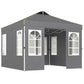 Dark gray pop-up canopy tent with sidewalls and window panels