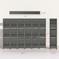 Gray 6-panel privacy screen room divider with dimensions and tall folding sides