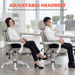 Light gray adjustable headrest massage chair with people seated in office