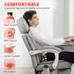 Light gray ergonomic massage chair with neck, back, and lumbar support