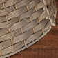 Rustic woven tree collar, coffee-brown plastic wicker weave with stitched edge