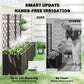 Self-watering planter setup with LCD irrigation timer and hose connection
