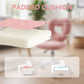 Pink padded seat cushion with teddy fleece top and foam layer underneath