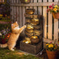 Compact tiered jug fountain with warm LED lights and steady cascading water