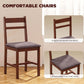 Upholstered dining chairs with wood frame, slat backrests and cushioned seats