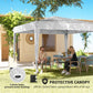 White pop-up canopy tent with sidewalls, open front with curtained entry