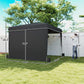 Black canopy tent with sidewalls showing length and width measurement lines