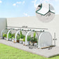 Portable mini greenhouse with arched frame and roll-up door panel on each end