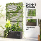 2-in-1 metal planter with tall diamond lattice trellis and large planting box