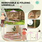 Removable and folding umbrella feature diagram for kids patio table set