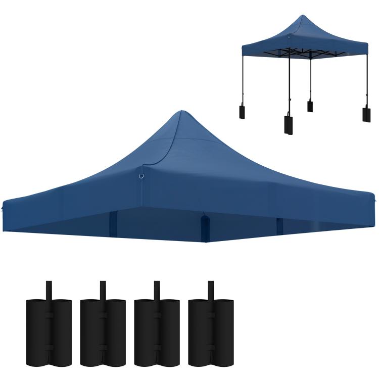 Navy replacement pop-up canopy top with four black weight bags