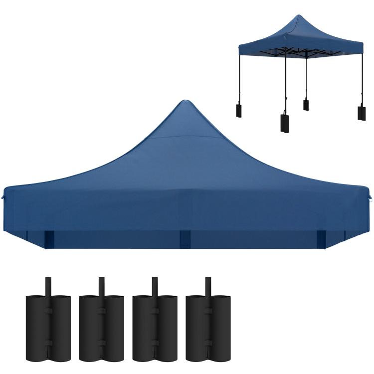 Navy replacement pop-up canopy top, tent cover fabric with four weight bags
