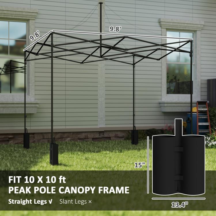 Replacement canopy top packaging with peak pole canopy frame dimensions