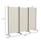 Light gray 3-panel room divider screen shown with length and height measurements