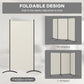 Foldable privacy screen with light gray panels, adjustable for W or L shapes