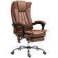 Brown reclining massage office chair with headrest, armrests, and footrest