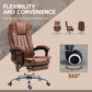 Brown massage office chair with rolling base and recline seat for flexibility