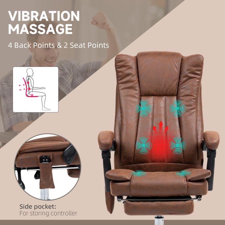 Brown massage office chair with visible back massage nodes and recline seat