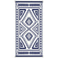 Reversible rug panel with navy and white diamond pattern and border