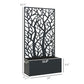 Black metal trellis flower bed with planter base; size diagram view