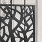 Close-up of black metal trellis lattice pattern for climbing plants
