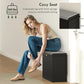 Black shoe storage bench with thick cushioned seat for comfortable sitting