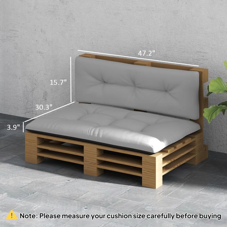 Light gray tufted replacement pallet cushions set with 3.9 in thick padding