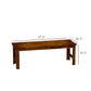 Backless 2-seat wood bench with slatted seat, dark brown, side profile