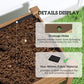 Raised garden bed with soil-filled interior and drainage hole detail, brown wooden frame