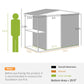 Garden shed size diagram with dimensions and height/width labels