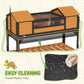 Yellow tortoise enclosure with open front window and removable tray for easy cleaning