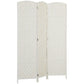 Folded 3-panel woven privacy screen divider in white, freestanding