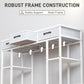 White computer desk frame with reinforced support and multiple open compartments