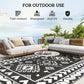 Outdoor rug with black-and-white geometric pattern for outdoor use